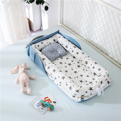 Compact Folding Baby Crib with Pillow
