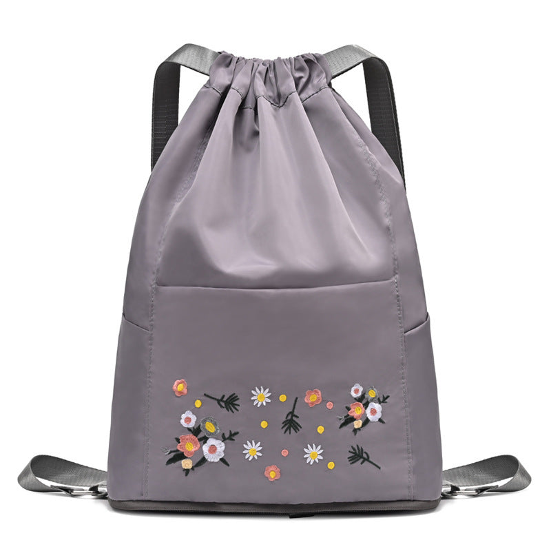Cute Embroidered Cotton Yoga Bag