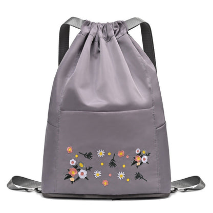 Cute Embroidered Cotton Yoga Bag