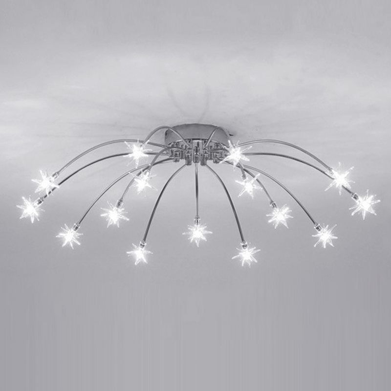 Luxury Chrome Glass Semi Flush Ceiling Light