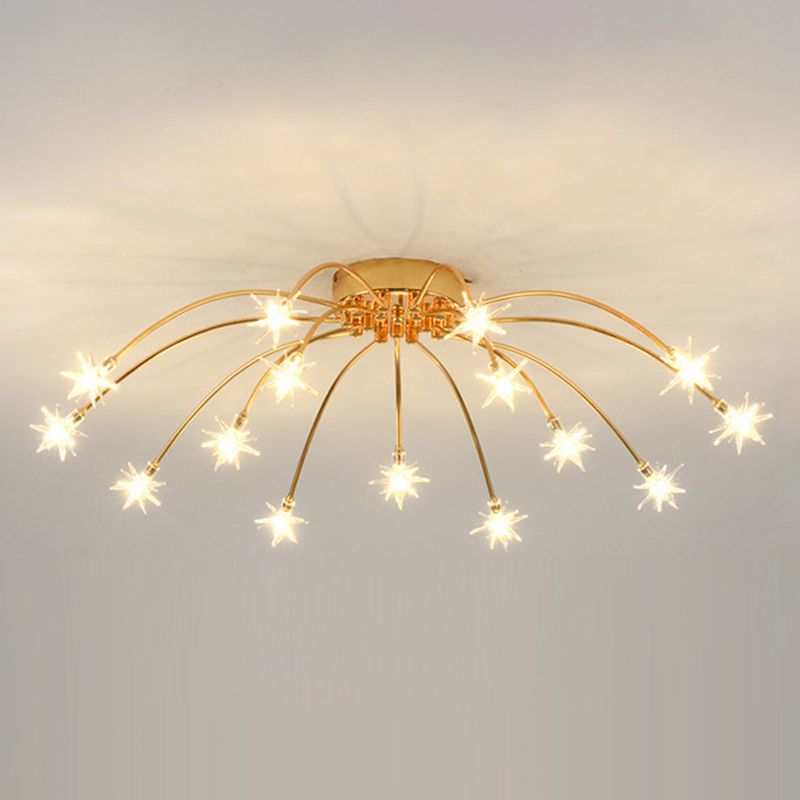 Luxury Chrome Glass Semi Flush Ceiling Light