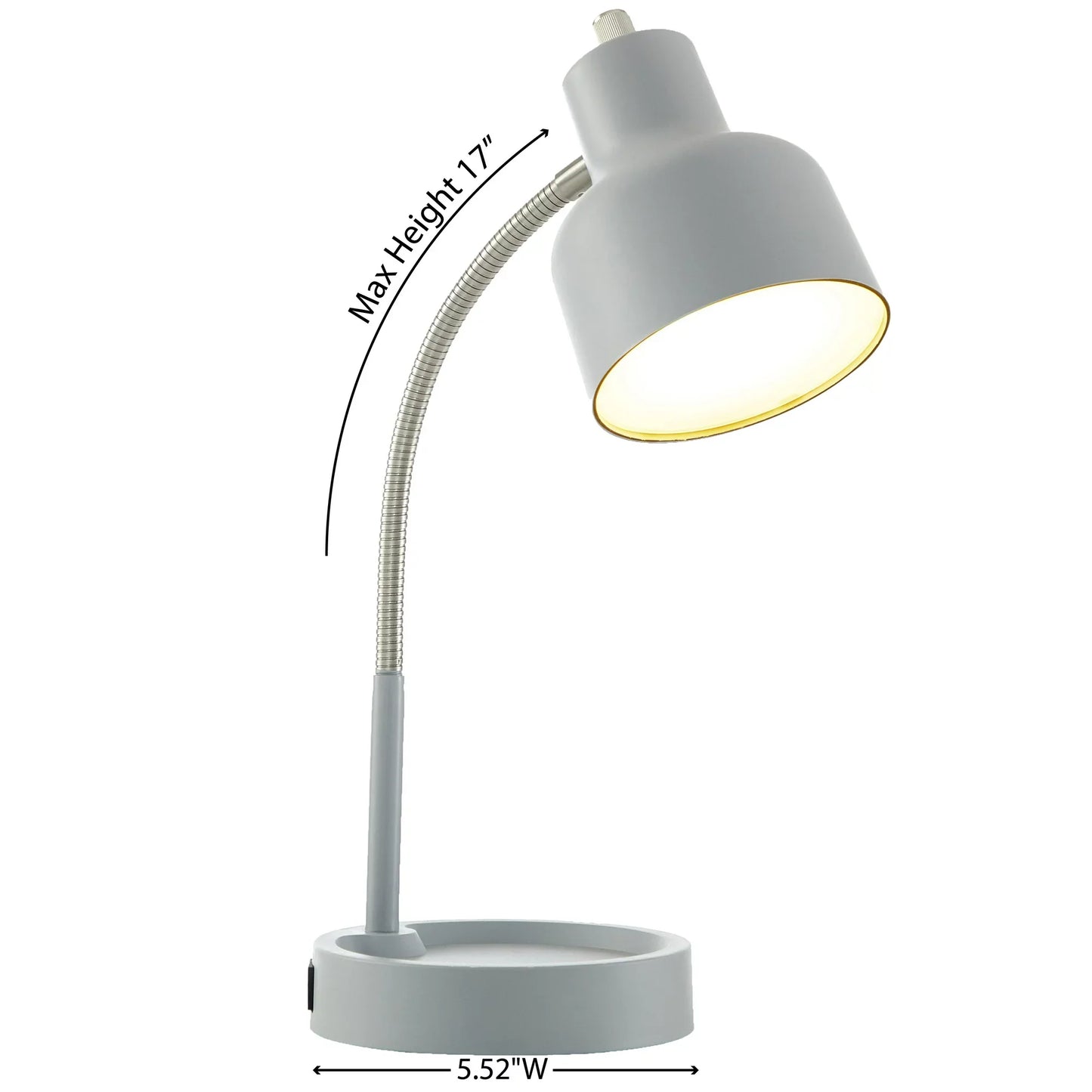 Versatile LED Office Lamp with USB and Outlet