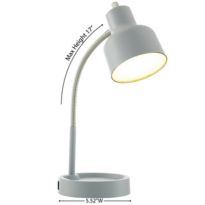 Versatile LED Office Lamp with USB and Outlet