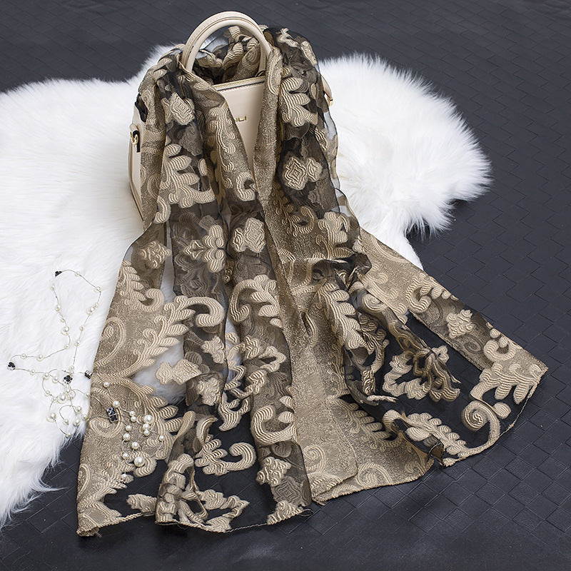Elegant Lightweight Scarf with Floral Pattern