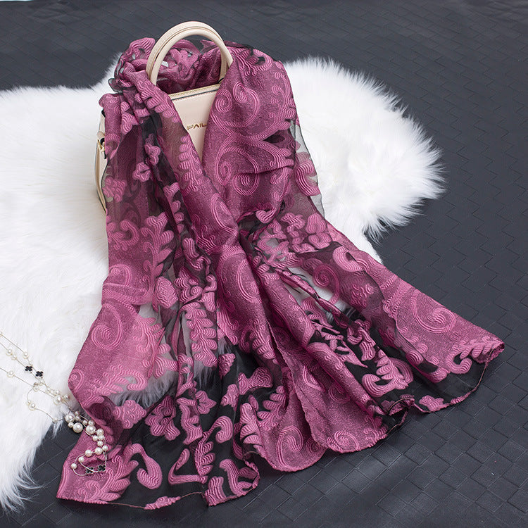 Elegant Lightweight Scarf with Floral Pattern