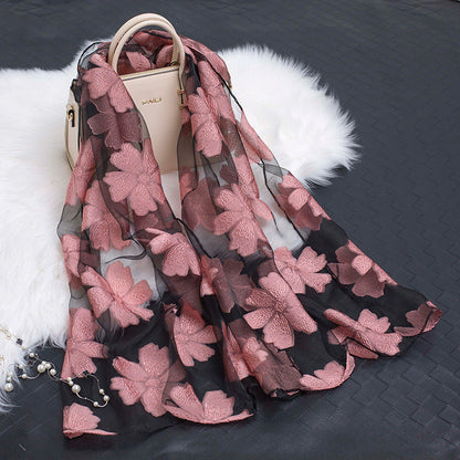 Elegant Lightweight Scarf with Floral Pattern