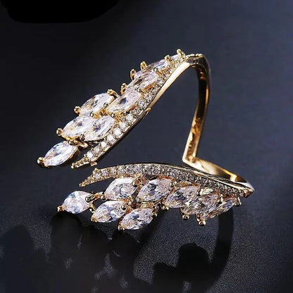 Delicate Wing Shaped Ring and Bangle Set
