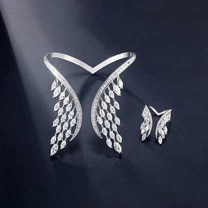 Delicate Wing Shaped Ring and Bangle Set