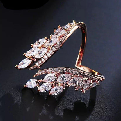 Delicate Wing Shaped Ring and Bangle Set