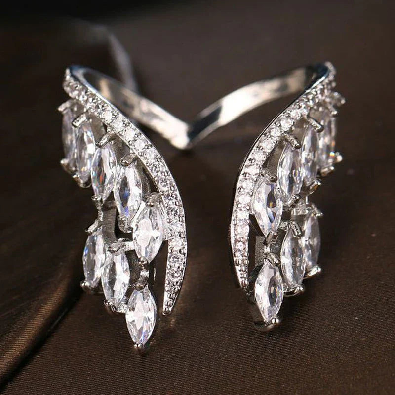 Delicate Wing Shaped Ring and Bangle Set