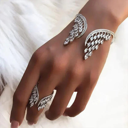 Delicate Wing Shaped Ring and Bangle Set