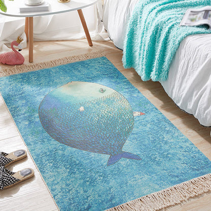 Colorful Kids Playroom Rug with Fun Fish Design