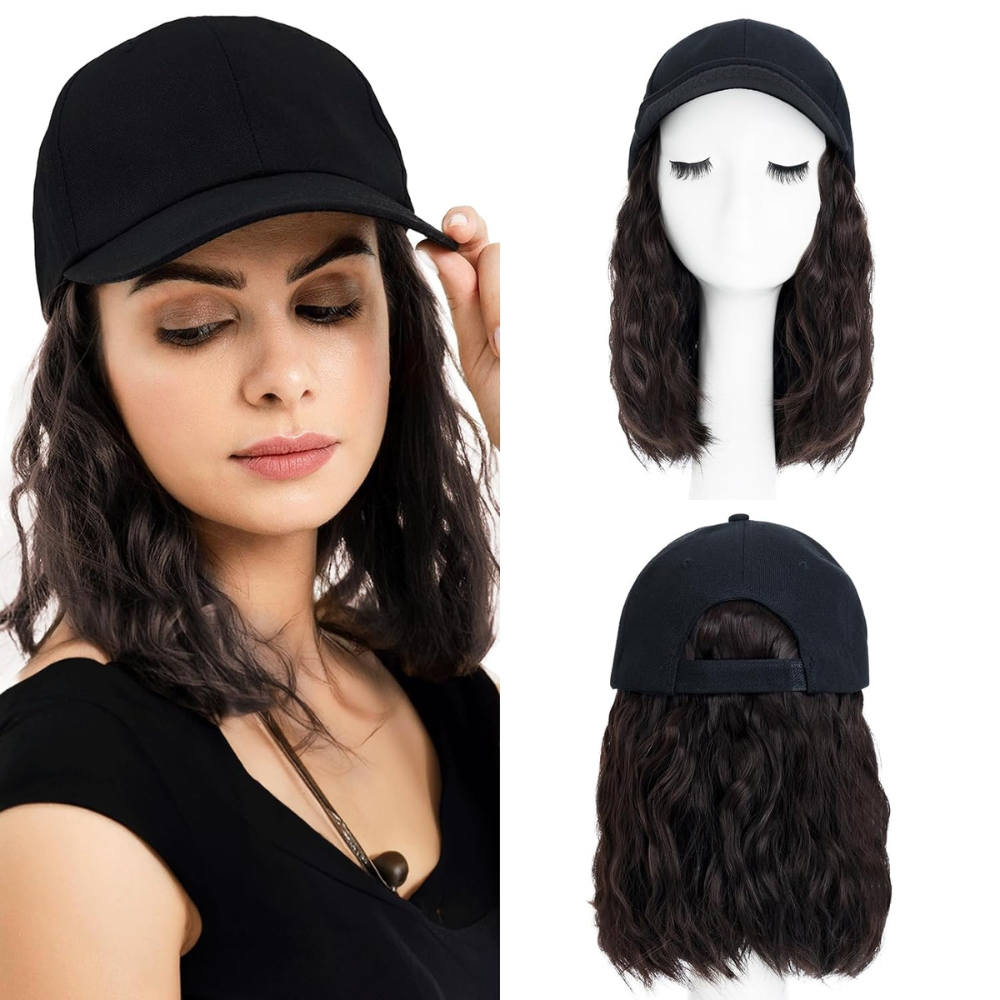 Durable Synthetic Curly Wig Cap Baseball Hat - Halri