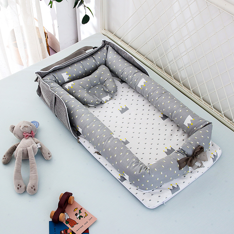 Compact Folding Baby Crib with Pillow
