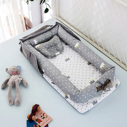 Compact Folding Baby Crib with Pillow