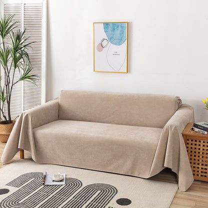 Waterproof Faux Fur Sofa Blanket with Decorative Trim