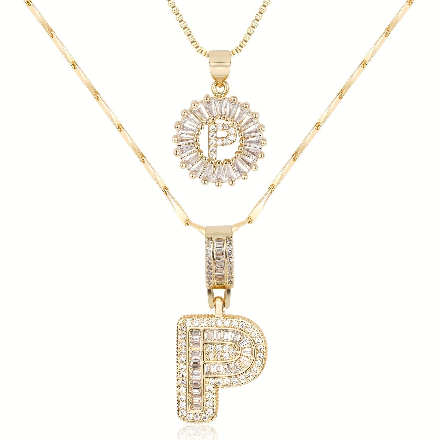 Personalized 14k Gold Initial Diamond Pendants