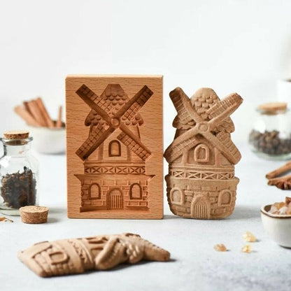 Wooden Cookie Cutter Set with Engraved Designs
