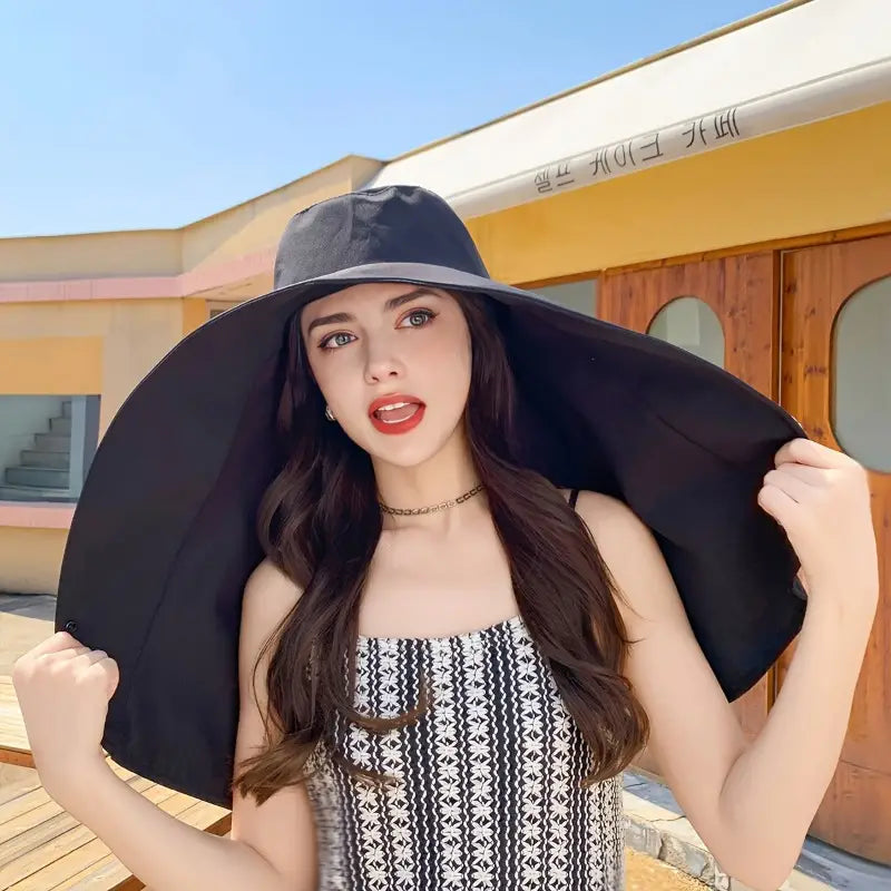 Stylish Large Brim UV Protection Sun Hat for Ladies