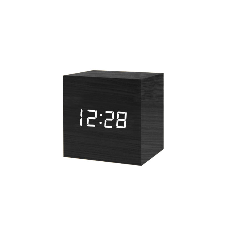 Smart Wooden LED Digital Alarm Clock with Sound Control