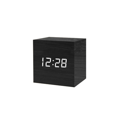 Smart Wooden LED Digital Alarm Clock with Sound Control