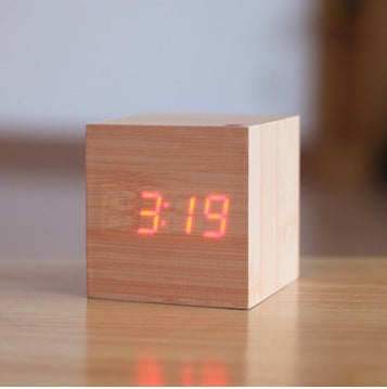 Smart Wooden LED Digital Alarm Clock with Sound Control