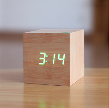 Smart Wooden LED Digital Alarm Clock with Sound Control