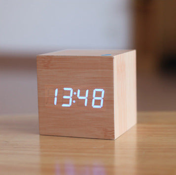 Smart Wooden LED Digital Alarm Clock with Sound Control