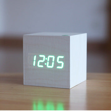Smart Wooden LED Digital Alarm Clock with Sound Control