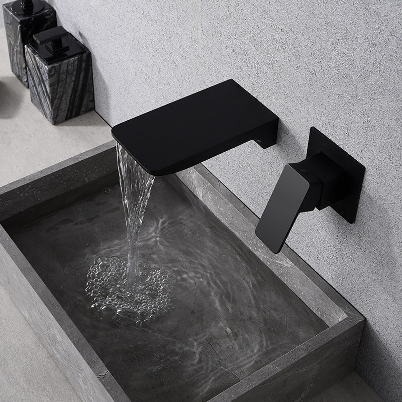 Modern Copper Waterfall Faucet Black Sink Mixer Tap