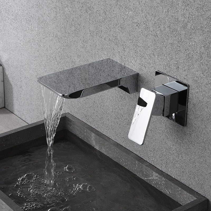 Modern Copper Waterfall Faucet Black Sink Mixer Tap