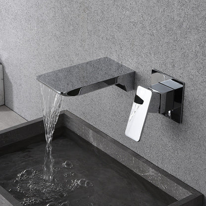 Modern Copper Waterfall Faucet Black Sink Mixer Tap