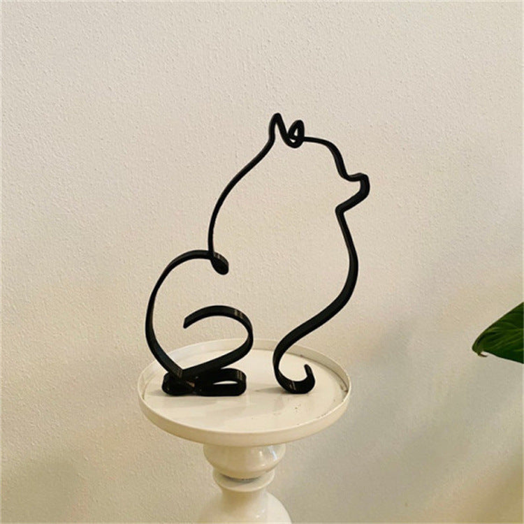 Minimalist Pet Figurine Metal Home Decor Ornament