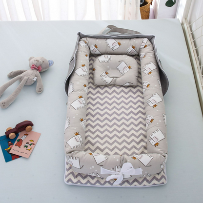 Compact Folding Baby Crib with Pillow