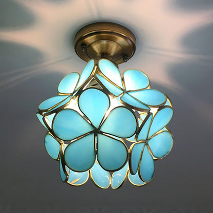 Vintage Floral Glass Pendant Light