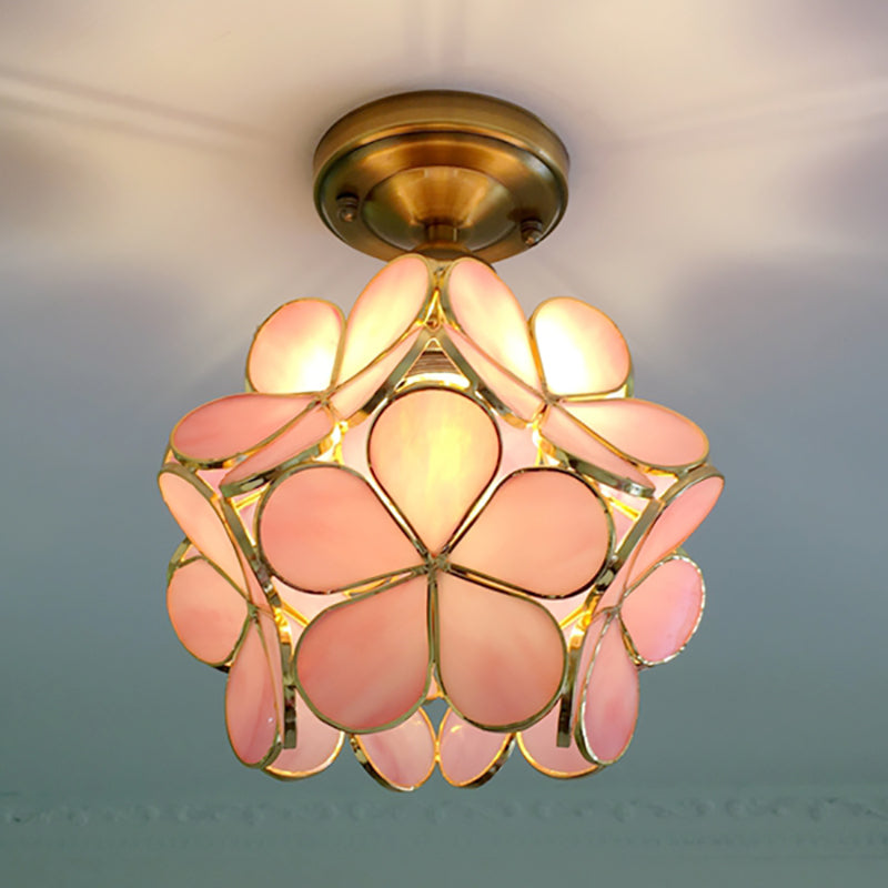 Vintage Floral Glass Pendant Light