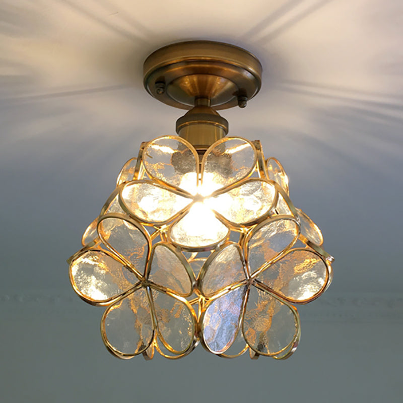 Vintage Floral Glass Pendant Light