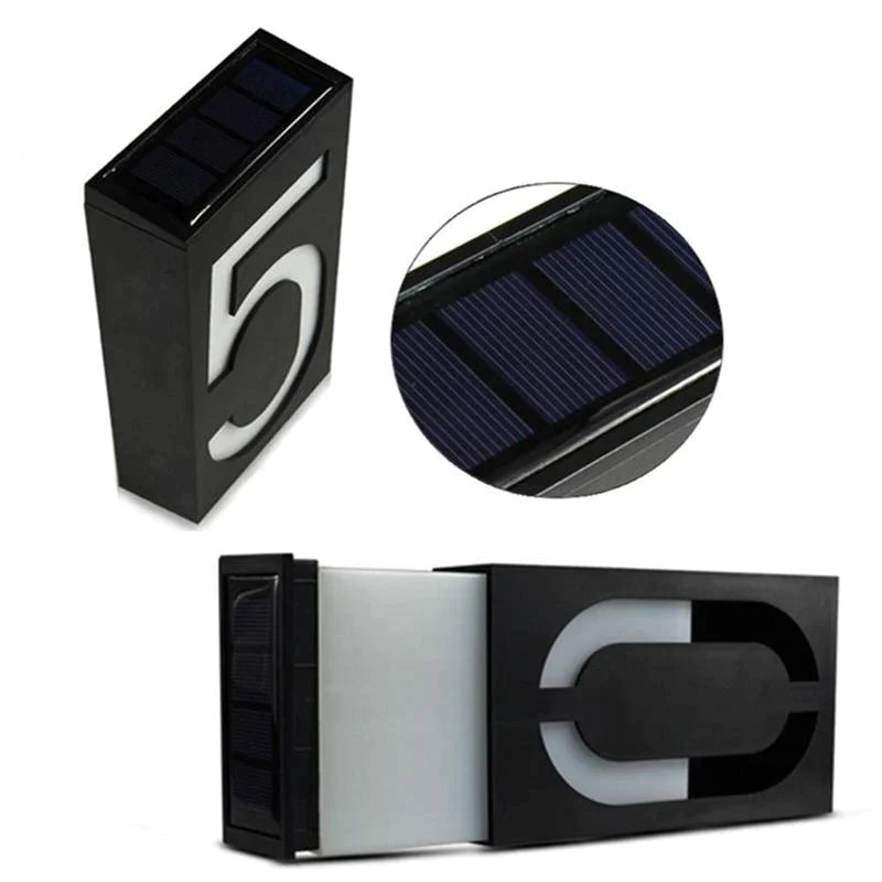 Solar Powered Outdoor House Number Sign
