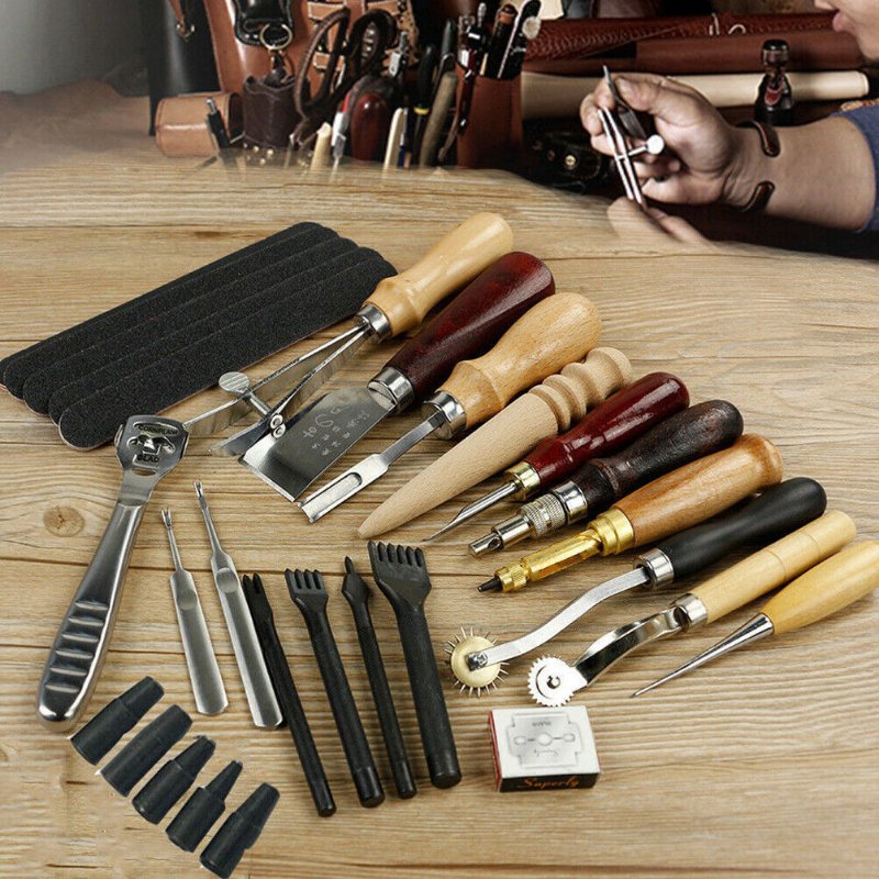 Premium 18pc Leather Crafting Tool Set, DIY Sewing Kit - Halri