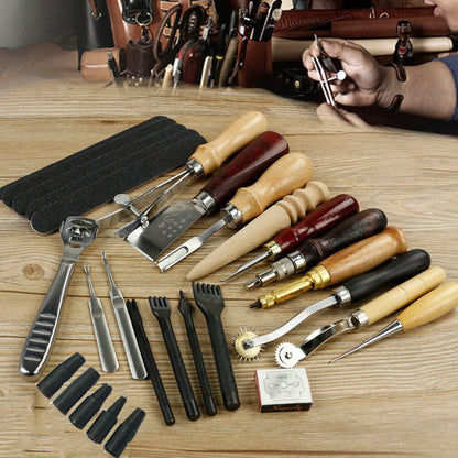 Premium 18pc Leather Crafting Tool Set, DIY Sewing Kit - Halri