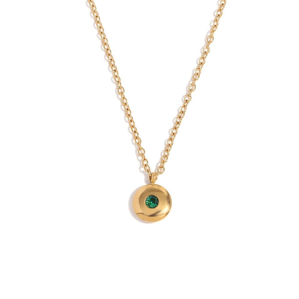Delicate 18k Gold Simple Birthstone Pendant