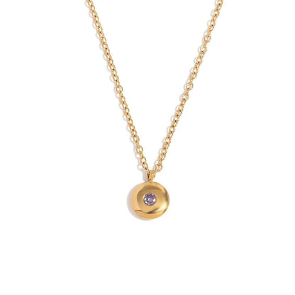 Delicate 18k Gold Simple Birthstone Pendant