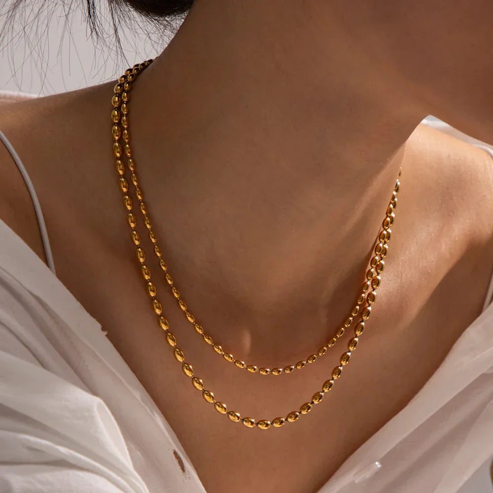 Luxury 18k Gold Layered Bead Necklace - Halri