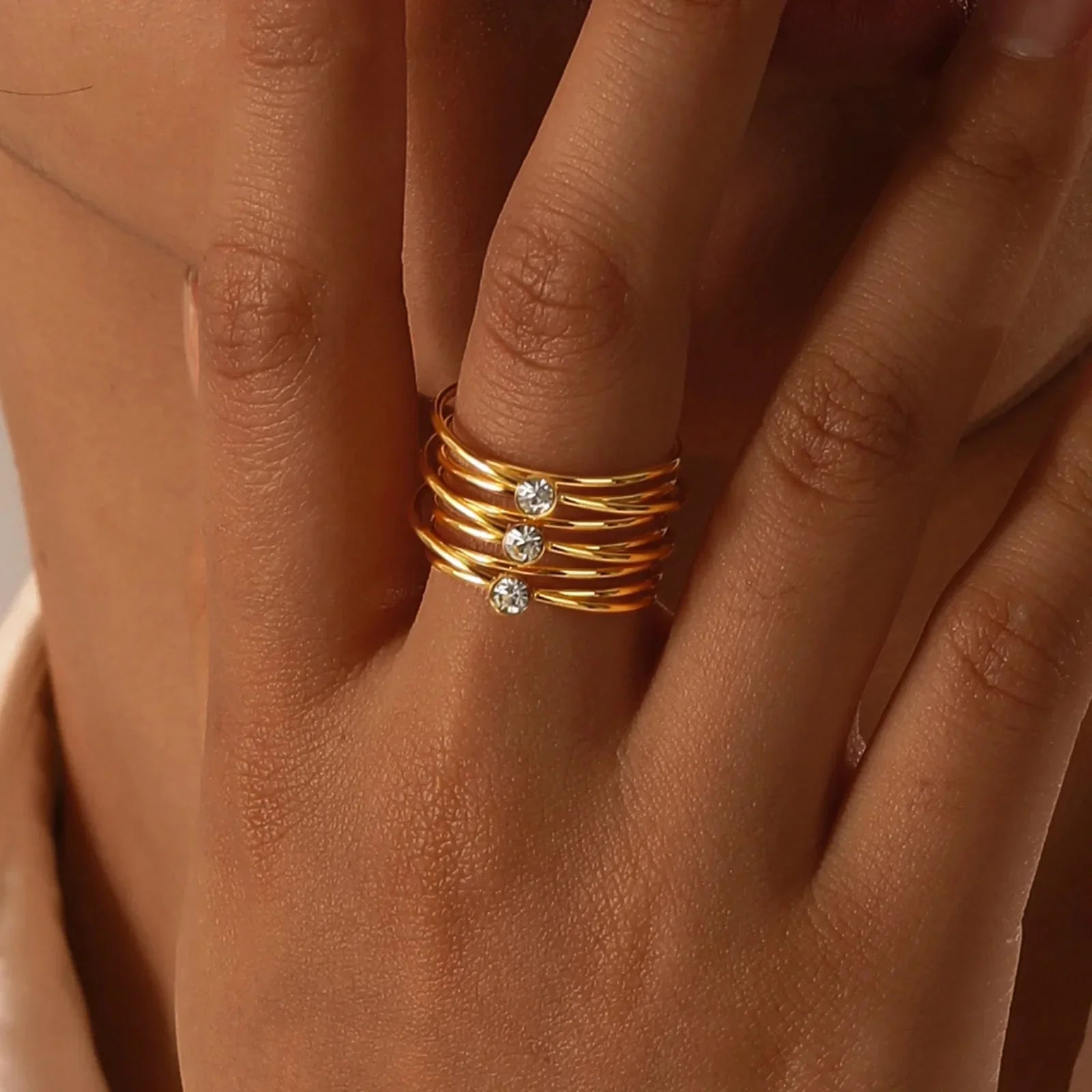 Halri | 18k Triple Stack Diamond Engagement Rings - Halri