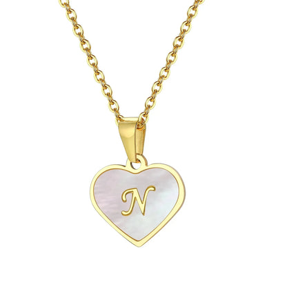 Personalized 18k Pearl Heart Monogram Necklace