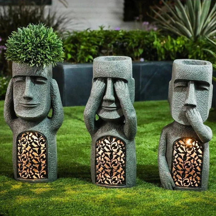 Outdoor Solar Powered Planter Garden Statue Pot - Halri
