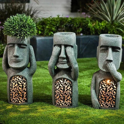 Outdoor Solar Powered Planter Garden Statue Pot - Halri