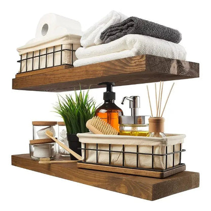 Rustic Wooden Wall Shelf - Modern Space Saver - Halri