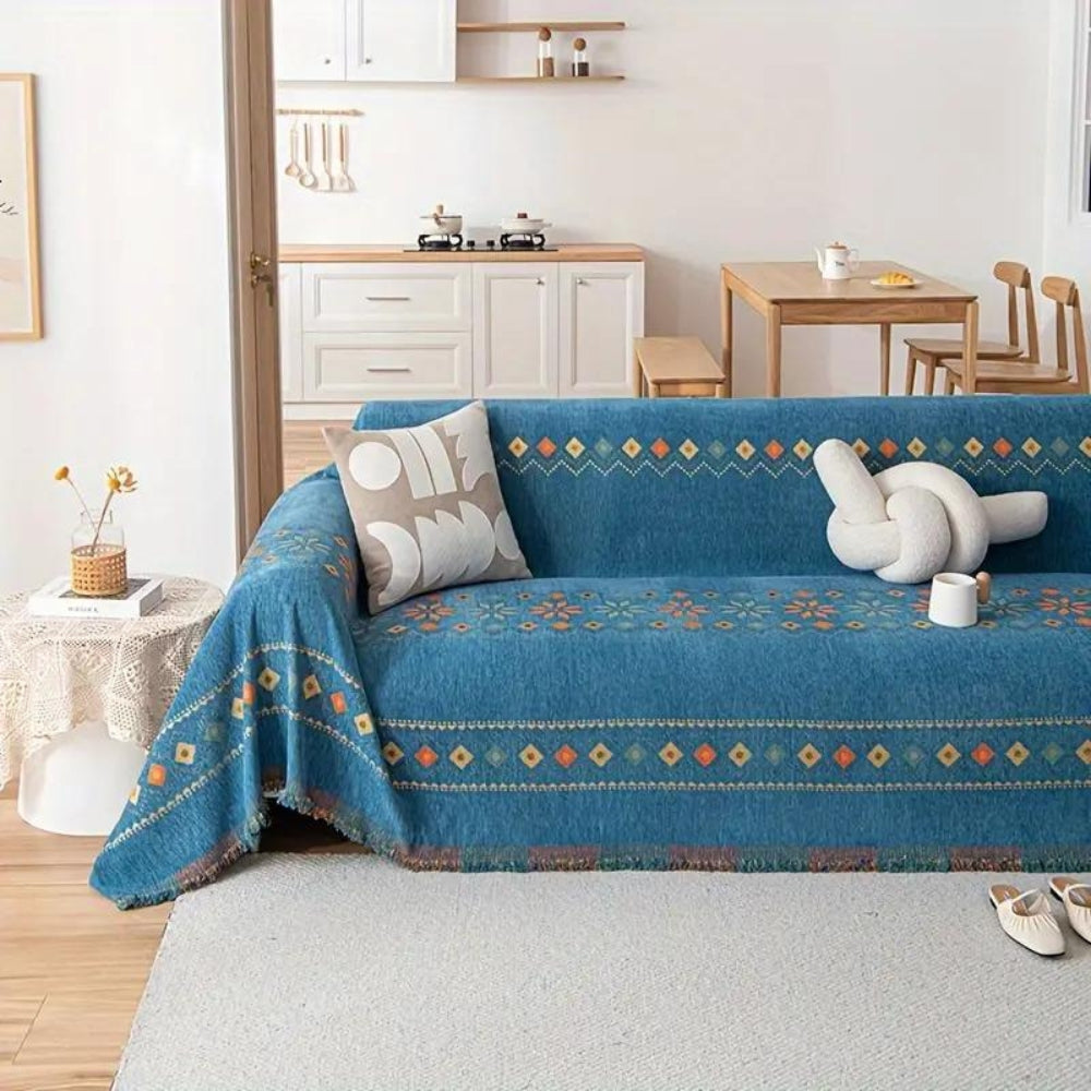 Stylish Sofa Slipcover with Tassels and Grip Bottom