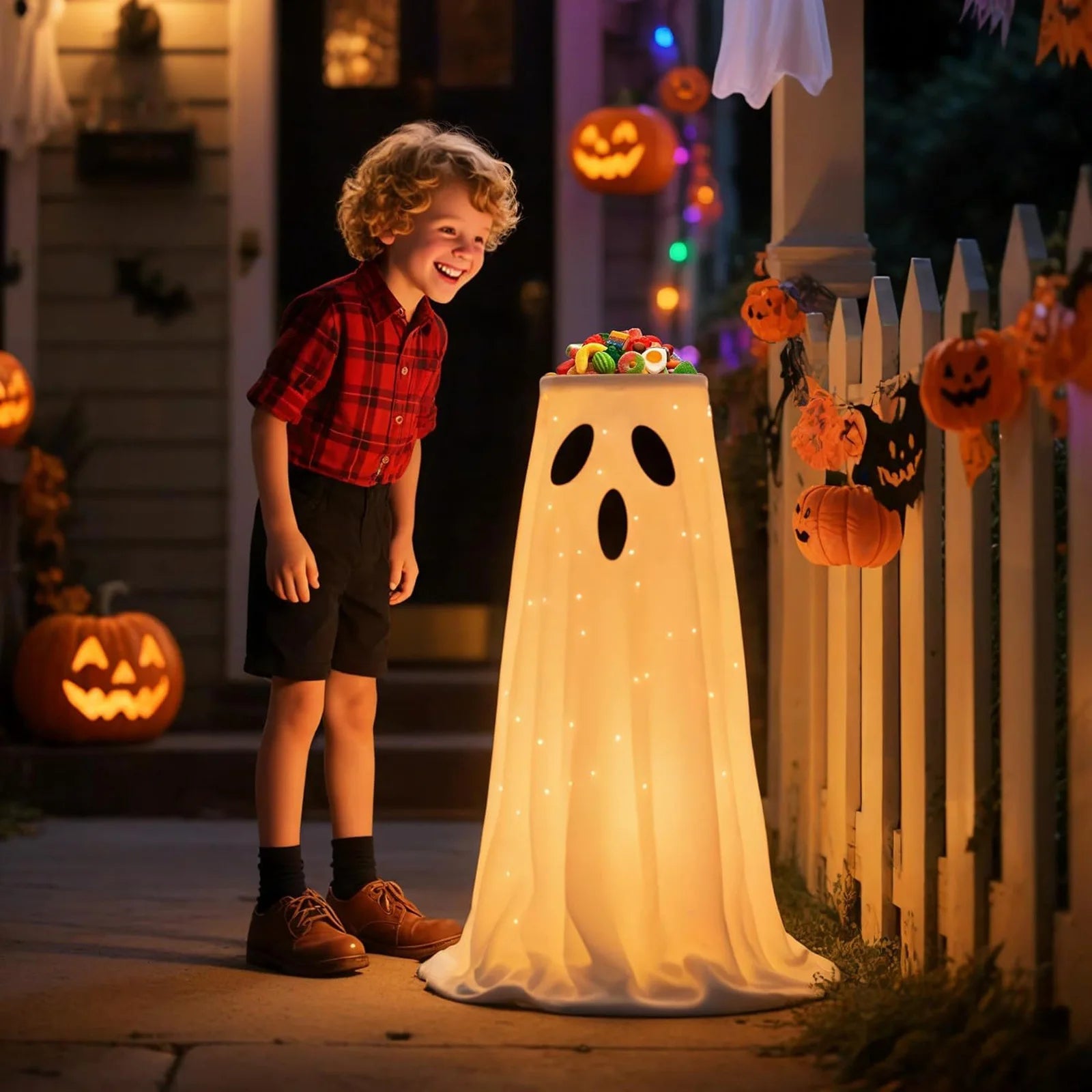 Spooky LED Candy Dish with Ghost Decoration - Halri
